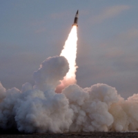 A tactical guided missile is launched from an undisclosed location in North Korea, in an images released on Jan. 17 by North\'s Korean Central News Agency (KCNA). | REUTERS 