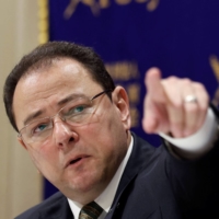 Ukrainian Ambassador to Japan Sergiy Korsunsky speaks during a news conference in Tokyo on Wednesday. | REUTERS