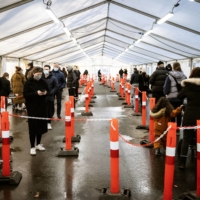 A PCR testing center in Valby, outside Copenhagen, on Jan. 17 | BLOOMBERG 