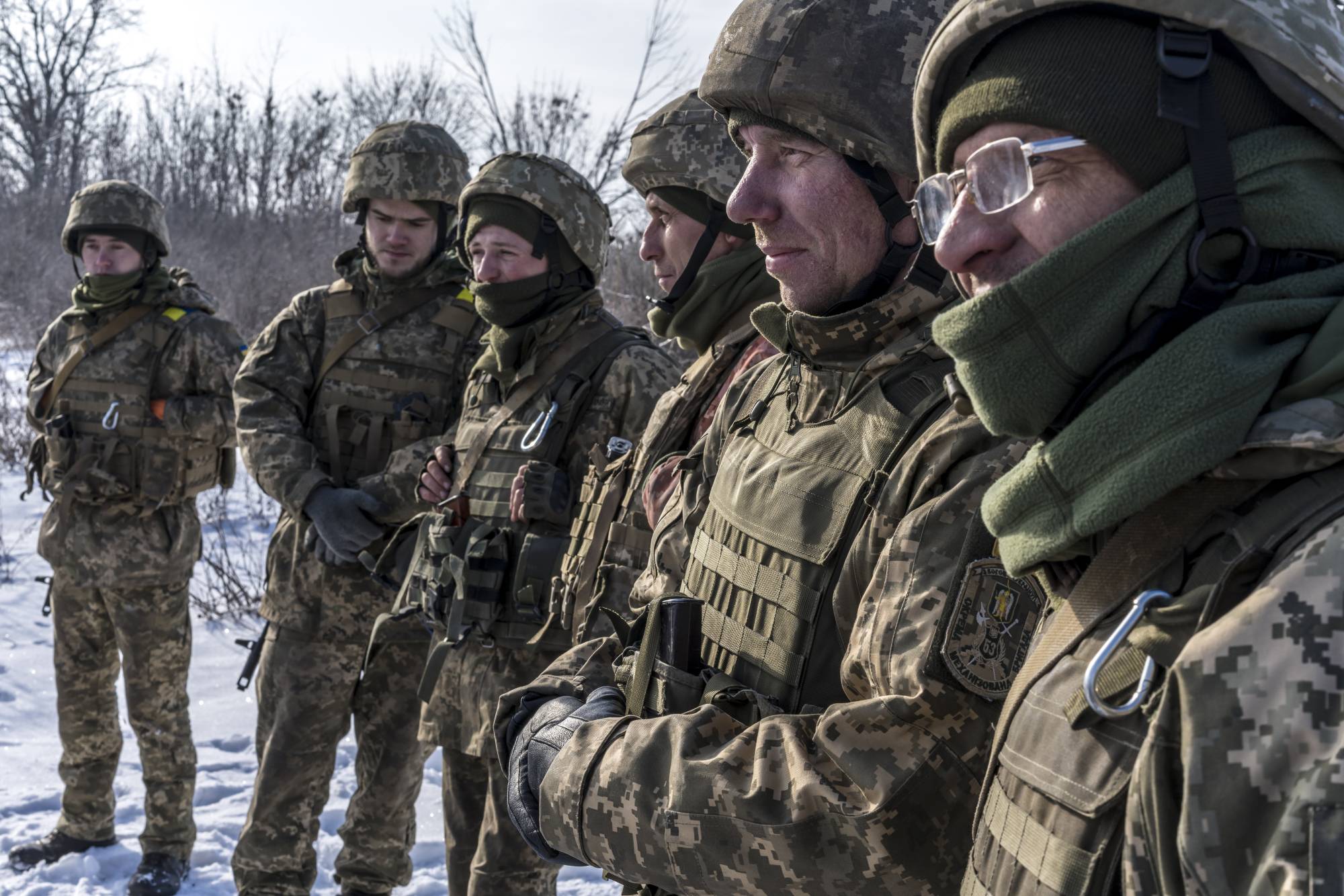 Ukrainian soldiers during small arms training near Volnovakha, Ukraine, Thursday. The Kremlin warned that there was 