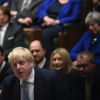 British Prime Minister Boris Johnson makes a statement in the House of Commons in London on Monday about Sue Gray\'s report into the Downing Street parties held during COVID-19 lockdown. | UK PARLIAMENT / JESSICA TAYLOR / VIA REUTERS