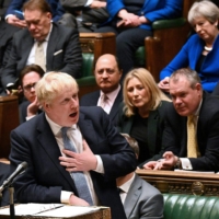 British Prime Minister Boris Johnson makes a statement in the House of Commons on Monday about Sue Gray\'s report into the Downing Street lockdown parties. | UK PARLIAMENT / JESSICA TAYLOR / VIA AFP-JIJI