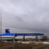 An abandoned gas station shaped to look like a submarine in Solkovye, Ukraine | BLOOMBERG 