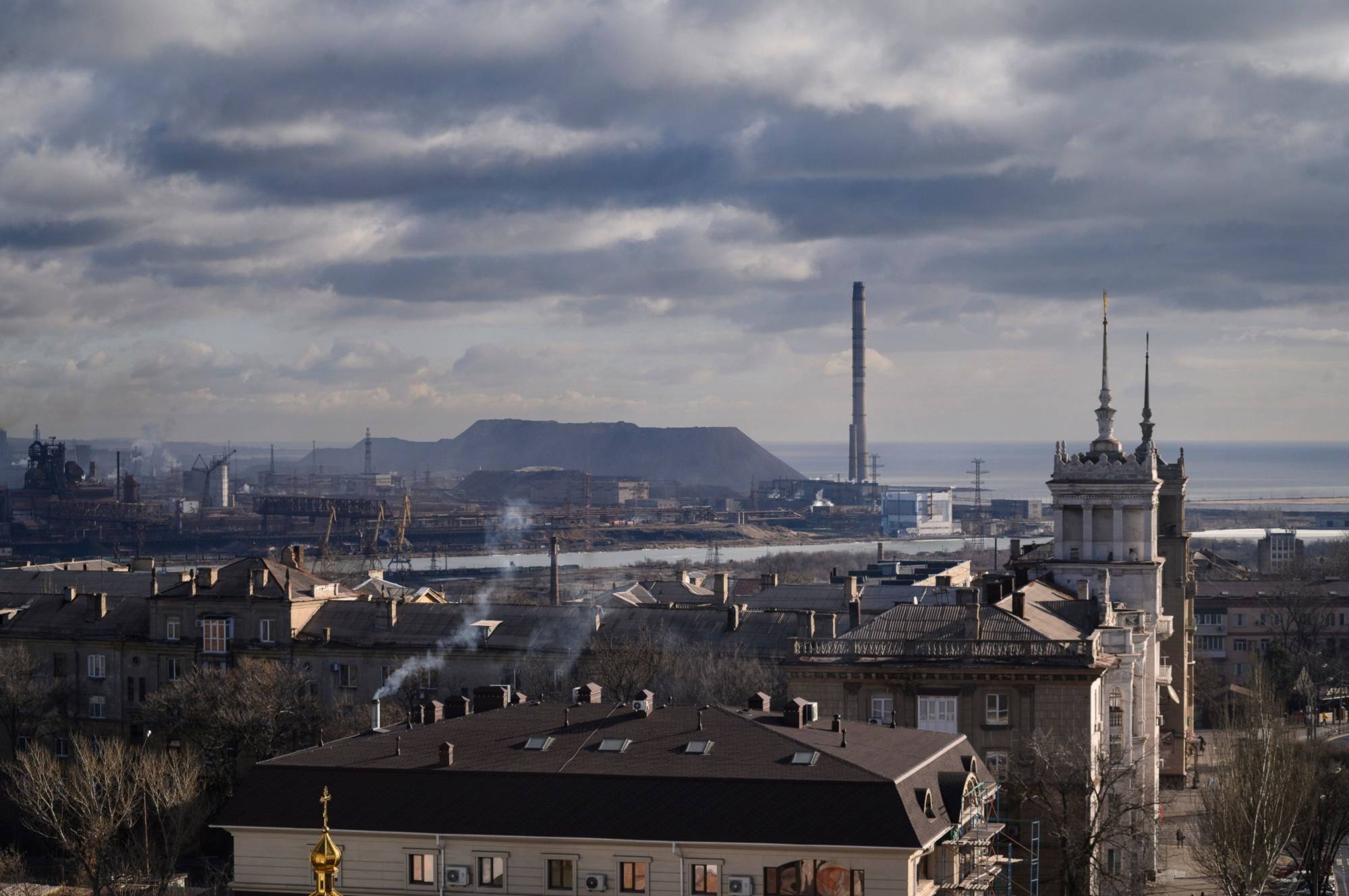 The Azovstal Steel and Iron Works on the horizon in Mariupol, Ukraine | Bloomberg
