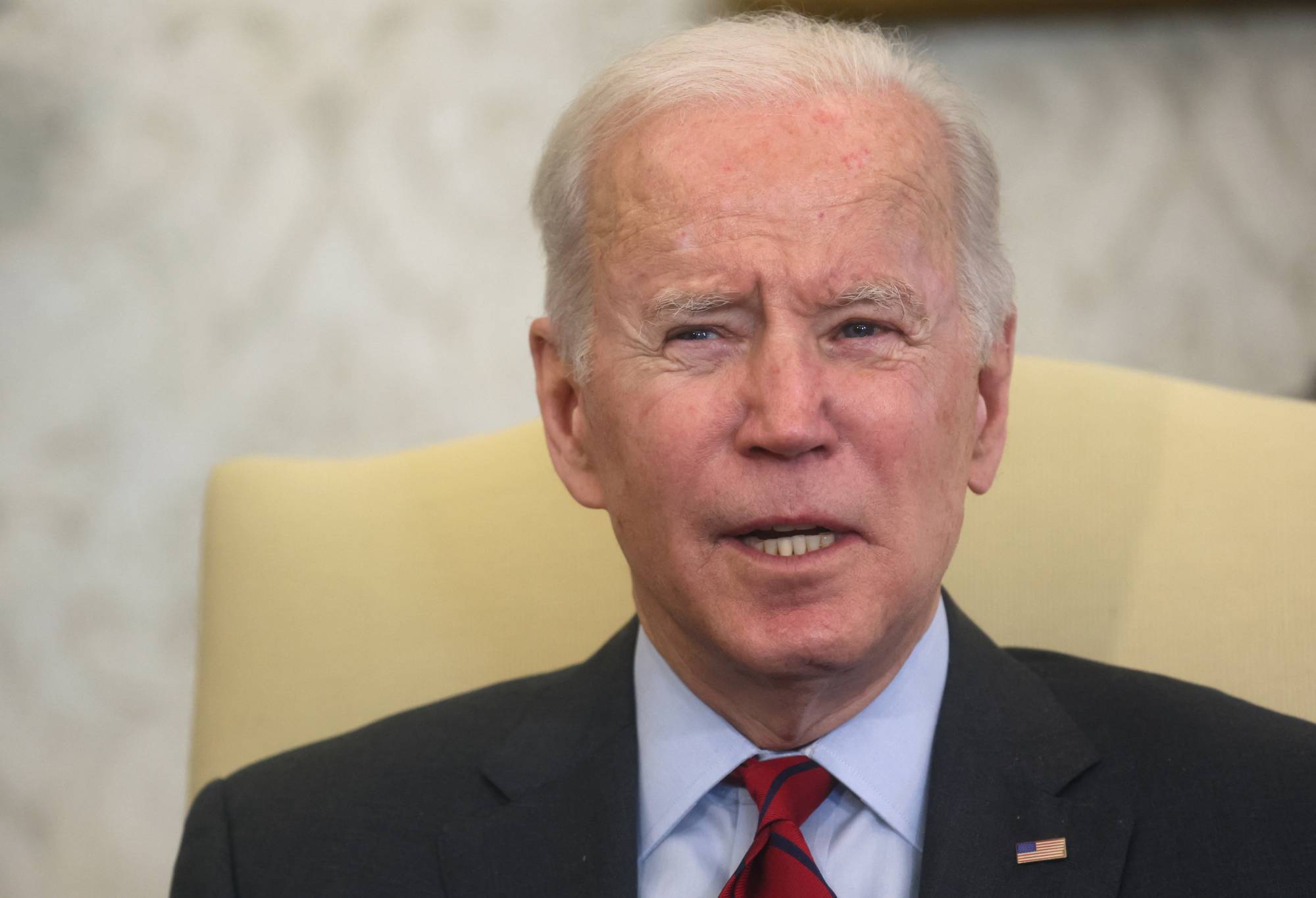 U.S. President Joe Biden speaks to the news media during a meeting to discuss the upcoming U.S. Supreme Court vacancy at the White House in Washington on Tuesday. | REUTERS