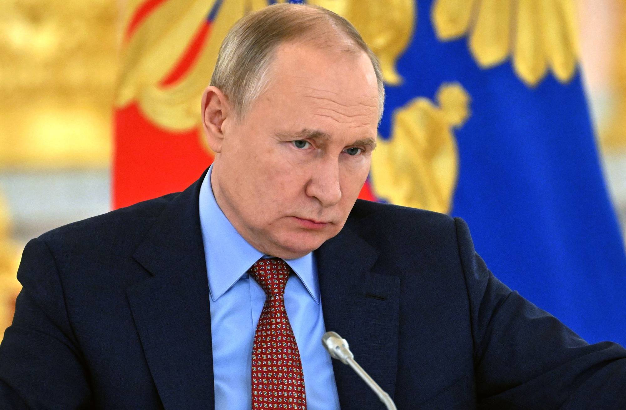 Russian President Vladimir Putin attends a meeting with the members of the Russian Business Congress Delovaya Rossiya at the Kremlin, in Moscow on Thursday.  | AFP-JIJI