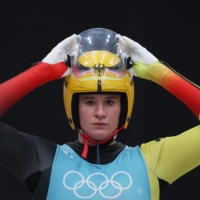 Natalie Geisenberger of Germany during a training session at Beijing\'s National Sliding Centre on Thursday.  | REUTERS