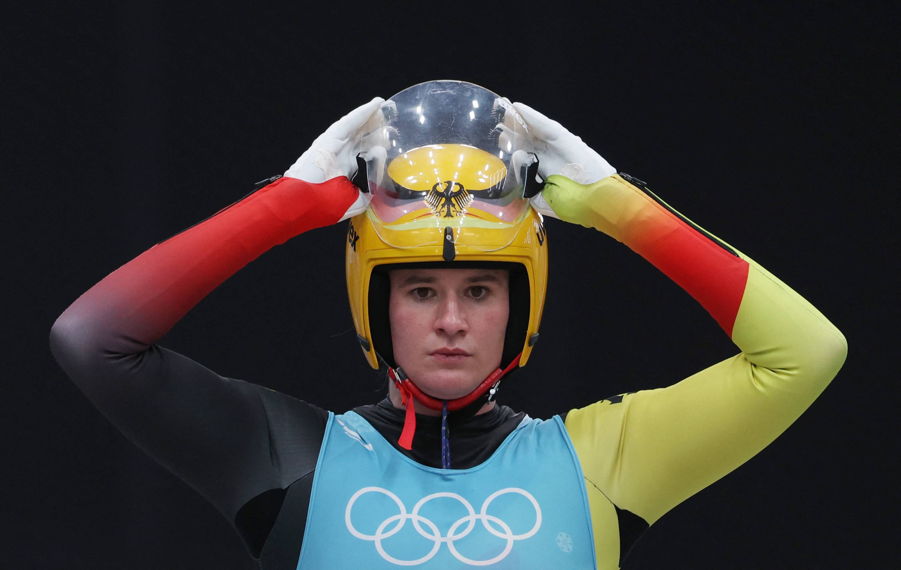 Natalie Geisenberger of Germany during a training session at Beijing's National Sliding Centre on Thursday. | Reuters