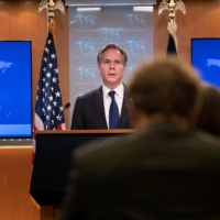 U.S. Secretary of State Antony Blinken speaks about Russia and Ukraine during a briefing at the State Department in Washington on Jan. 26. | POOL / VIA REUTERS