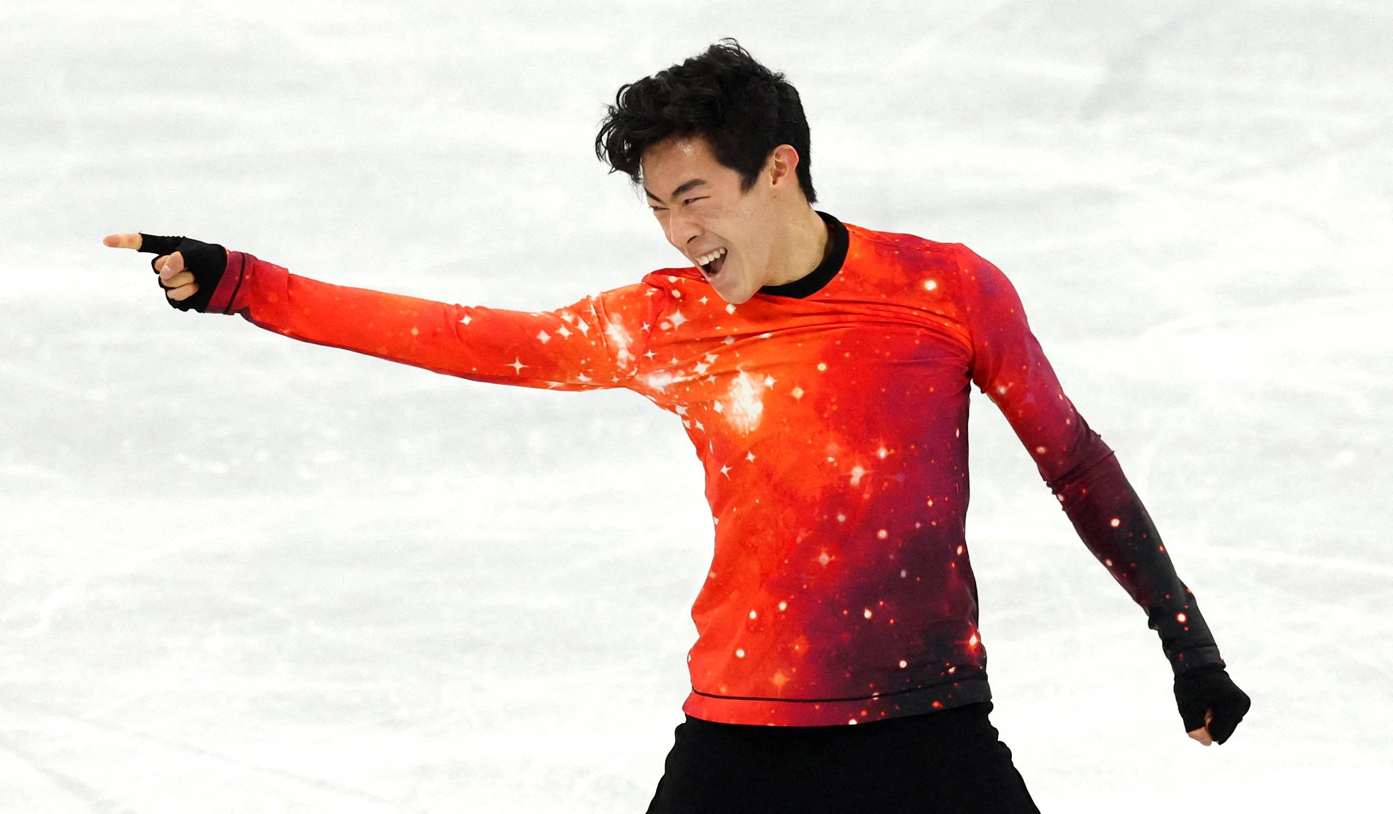 American Nathan Chen in action during the free skating portion of the men's single skating event at the 2022 Winter Olympics in Beijing on Thursday. | REUTERS
