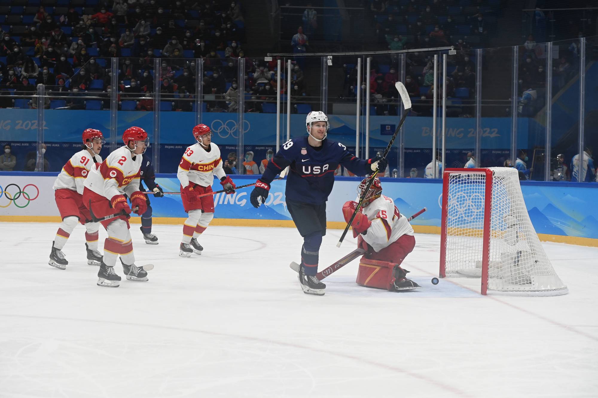 U.S. forward Ben Meyers celebrated scoring the Americans’ sixth goal. | James Hill / New York Times