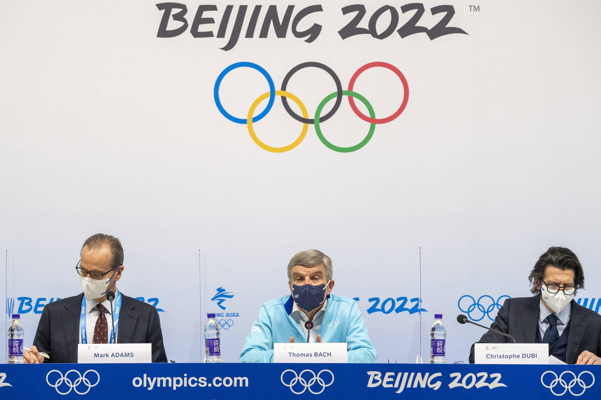 International Olympic Committee chief Thomas Bach speaks at a news conference in Beijing on the eve of the Winter Olympics on Feb. 3. Each morning reporters from outside outlets outside China pepper the IOC with often indelicate questions about what is awry. In between, domestic reporters query his Chinese counterparts about all that is well.  | JAMES HILL/THE NEW YORK TIMES