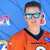Bengals quarterback Joe Burrow speaks to the media at Drake Stadium in Los Angeles on Friday. | USA TODAY / VIA REUTERS
