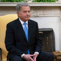 Finland President Sauli Niinisto meets with then-U.S. leader Donald Trump in the Oval Office of the White House in Washington in October 2019.    | DOUG MILLS/THE NEW YORK TIMES