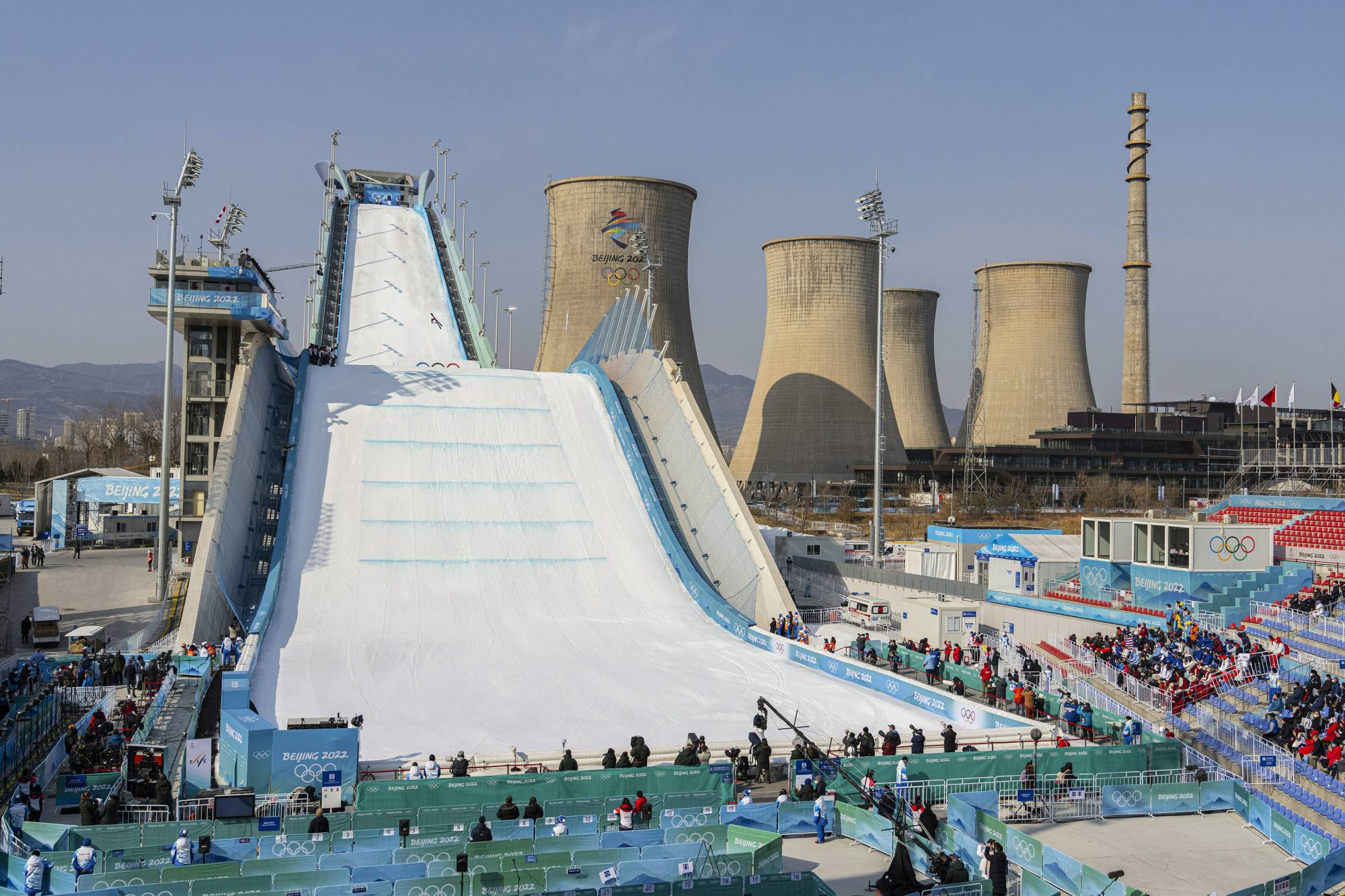 Big Air Shougang, the location of the Olympics' freestyle skiing and snowboarding events | Hiroko Masuike / The New York Times