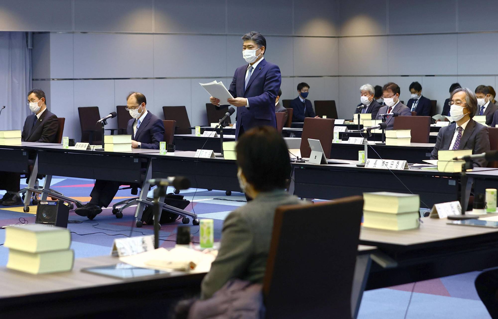 Justice Minister Yoshihisa Furukawa speaks at the ministry's Legislative Council on Monday. | KYODO