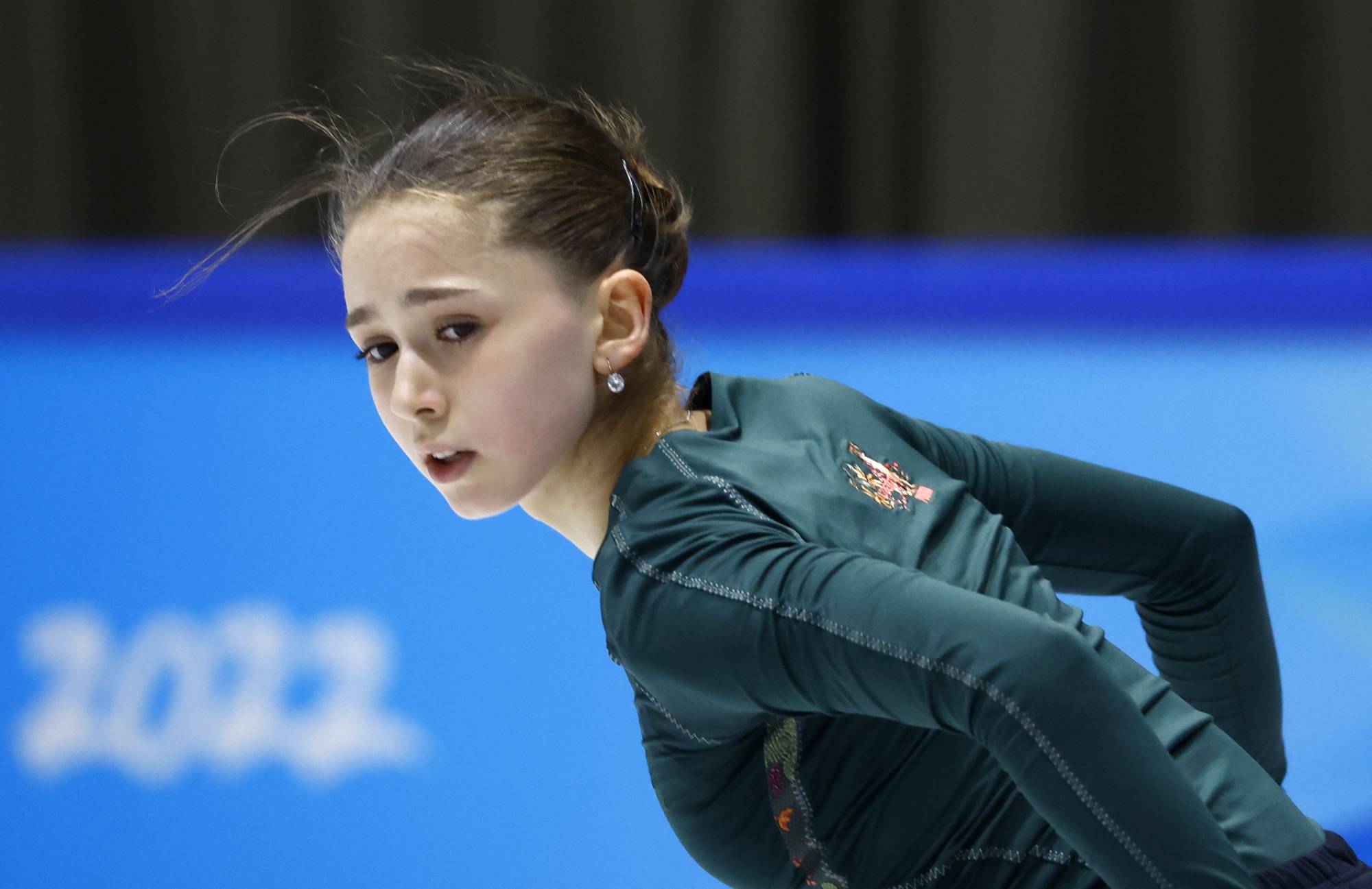 Kamila Valieva of the Russian Olympic Committee trains at Capital Indoor Stadium in Beijing on Monday. | REUTERS