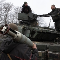 A Ukrainian military tank exercise in Donetsk Oblast, Ukraine, on Thursday | TYLER HICKS / THE NEW YORK TIMES