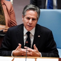 U.S. Secretary of State Antony Blinken speaks during a meeting of the U.N. Security Council on the situation between Russia and Ukraine, at the U.N. headquarters in New York on Thursday. | REUTERS