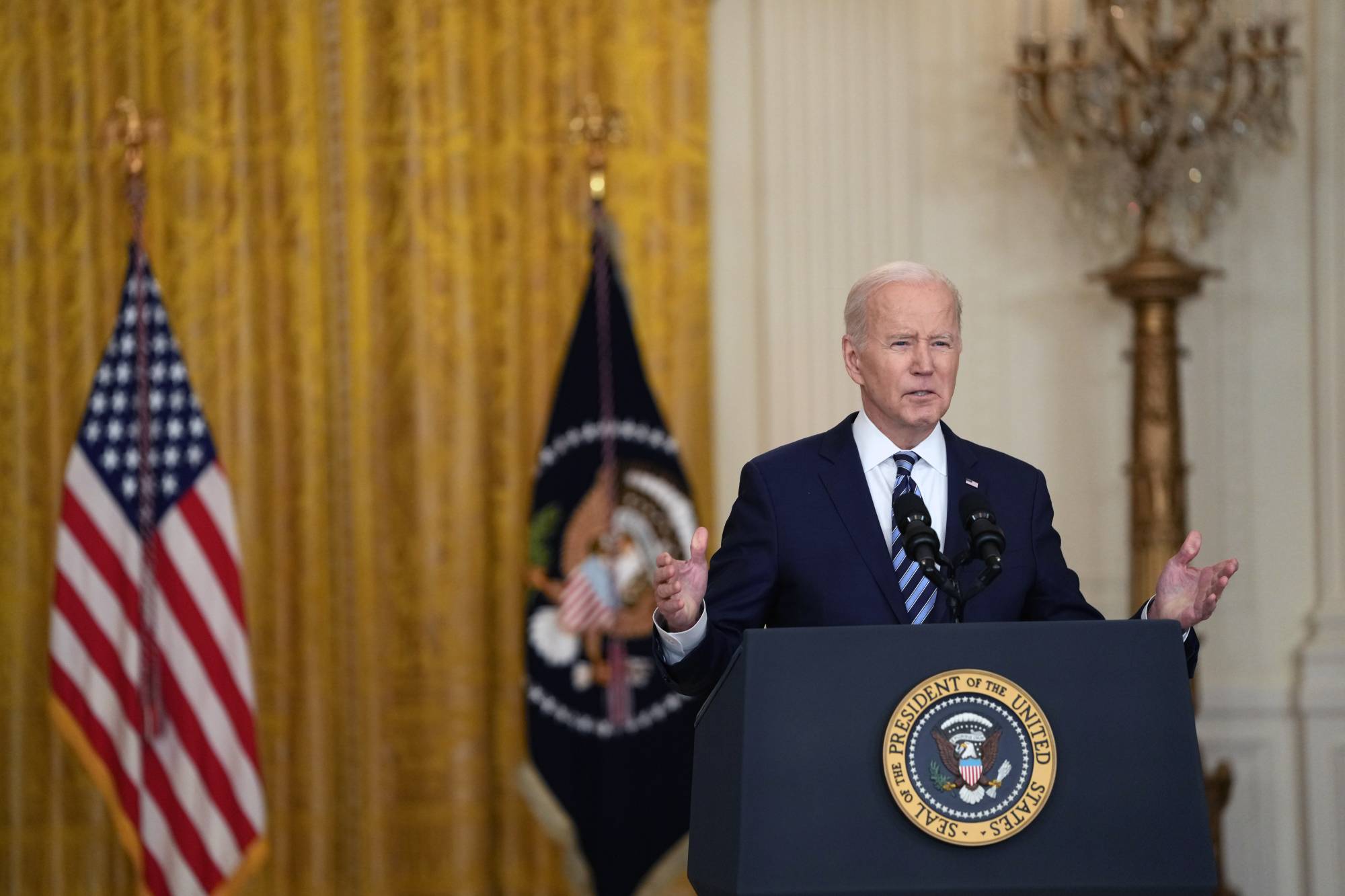 President Joe Biden speaks about the Russian invasion of Ukraine at the White House on Thursday. | President Joe Biden speaks about the Russian invasion of Ukraine at the White House on Thursday, Sept. 24, 2022. (Sarahbeth Maney/The New York Times)