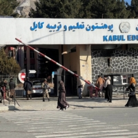 Female students enter the Kabul Education University in Kabul on Saturday.  | REUTERS