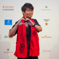 Den\'s owner and chef Zaiyu Hasegawa hits the red carpet at the Asia\'s Best 50 Restaurants awards ceremony on March 29.  | COURTESY OF ASIA\'S 50 BEST RESTAURANTS