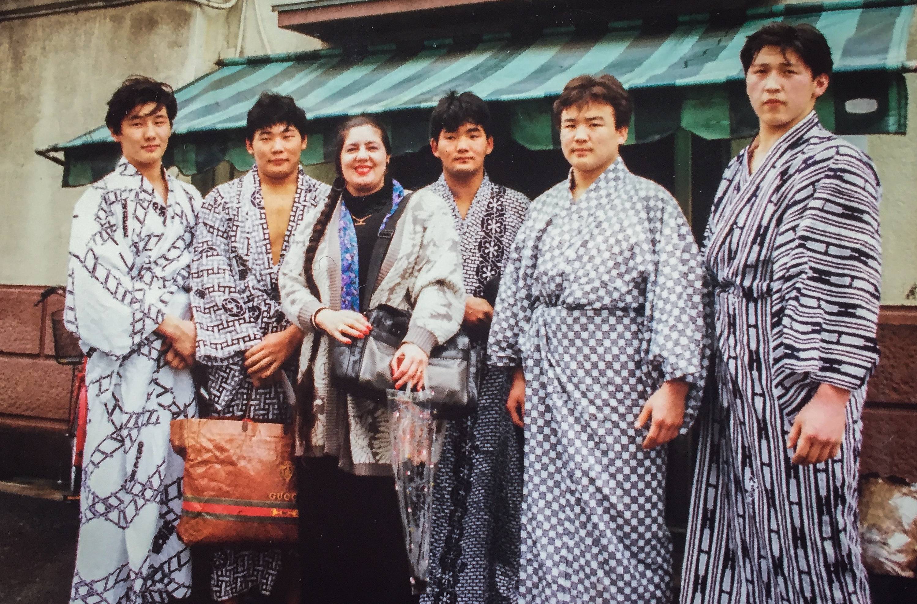 Katrina Watts with the first Mongolians in sumo | Katrina Watts 