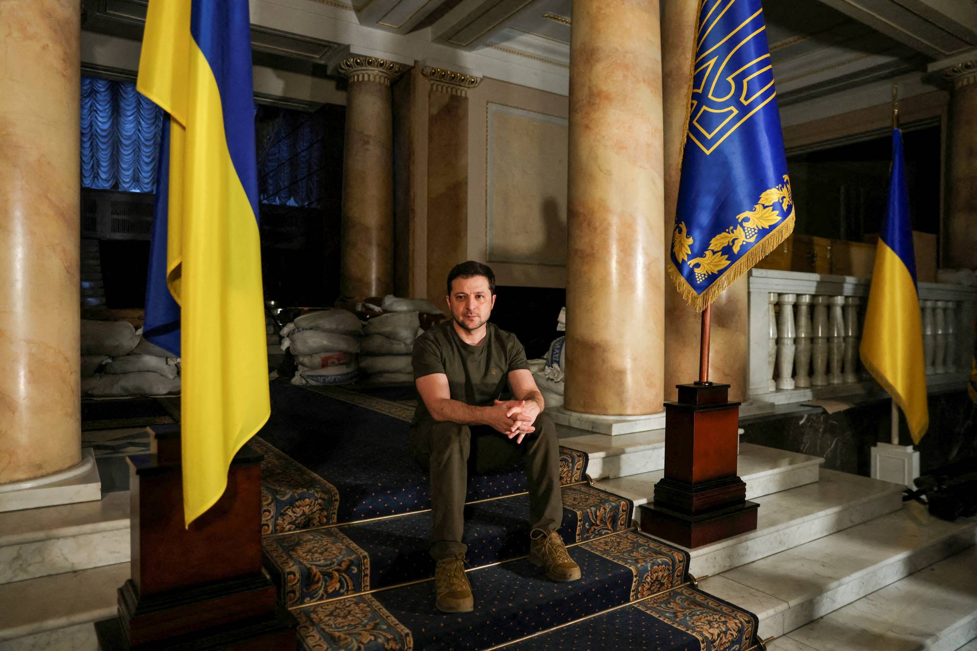 Ukrainian President Volodymyr Zelenskyy in a heavily guarded government compound in Kyiv on Tuesday | REUTERS