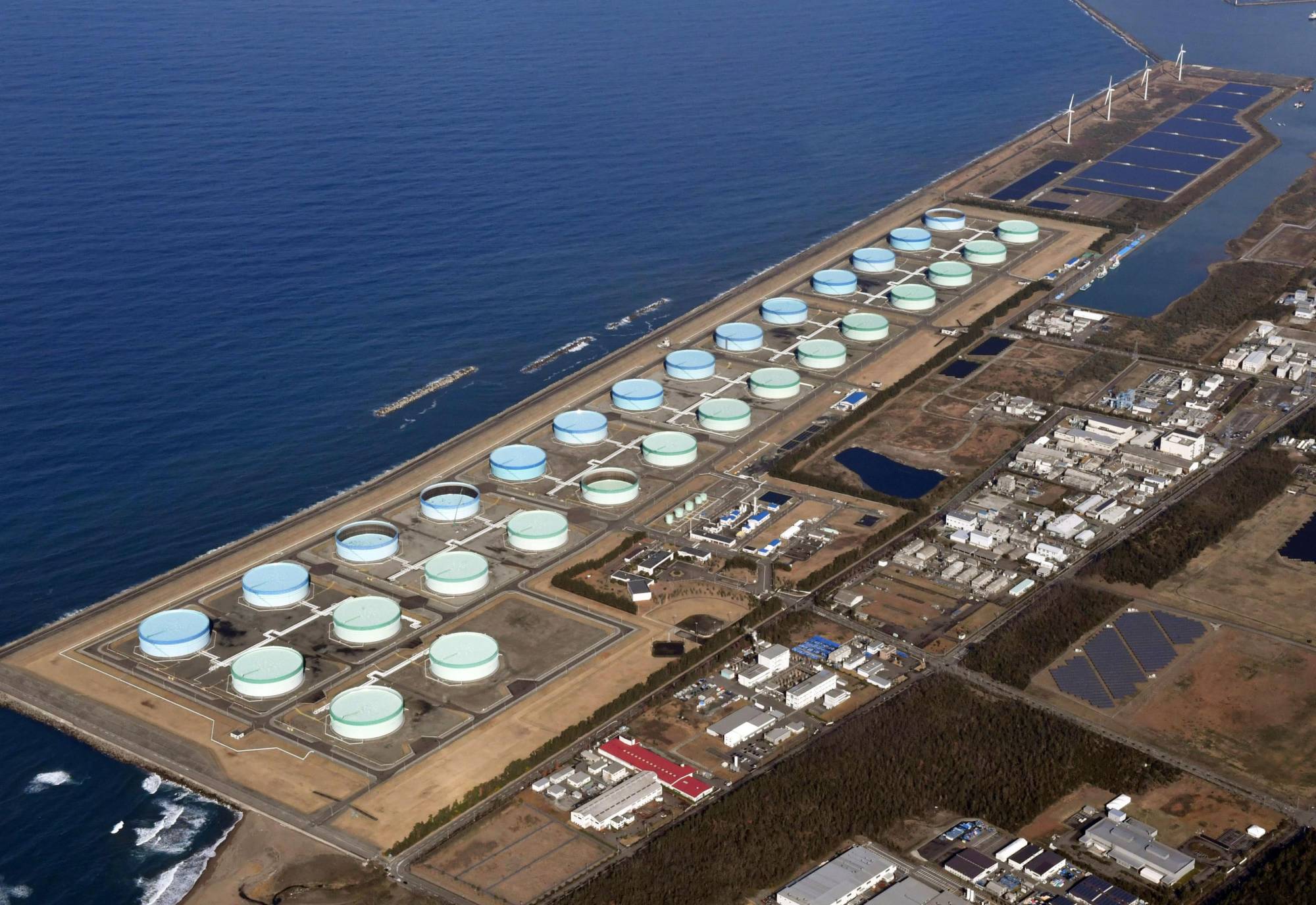 A state oil reserve facility in Fukui Prefecture in November. Japan’s strategic oil reserves are held in government-owned and commercial facilities across the country. | KYODO