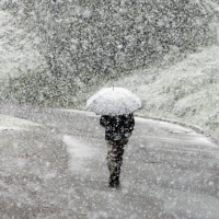 A person walks in the snow near Fischen, Germany, in 2006.   | BLOOMBERG VIA GETTY IMAGES
