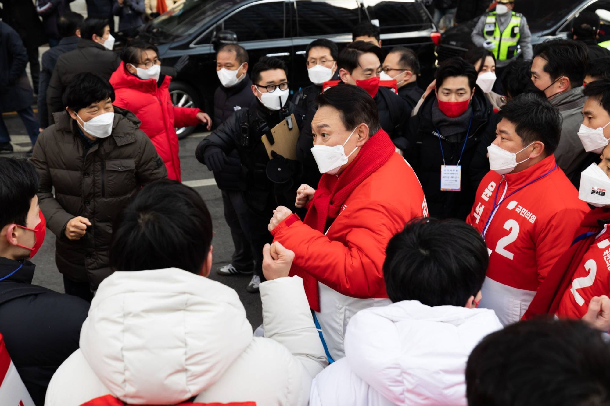 Yoon Seok-youl at a campaign rally in Seoul on Feb. 15. | Bloomberg