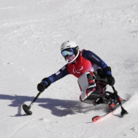 Momoka Muraoka skis in the women\'s super combined event during the Beijing Games at the National Alpine Skiing Centre on Monday. | REUTERS