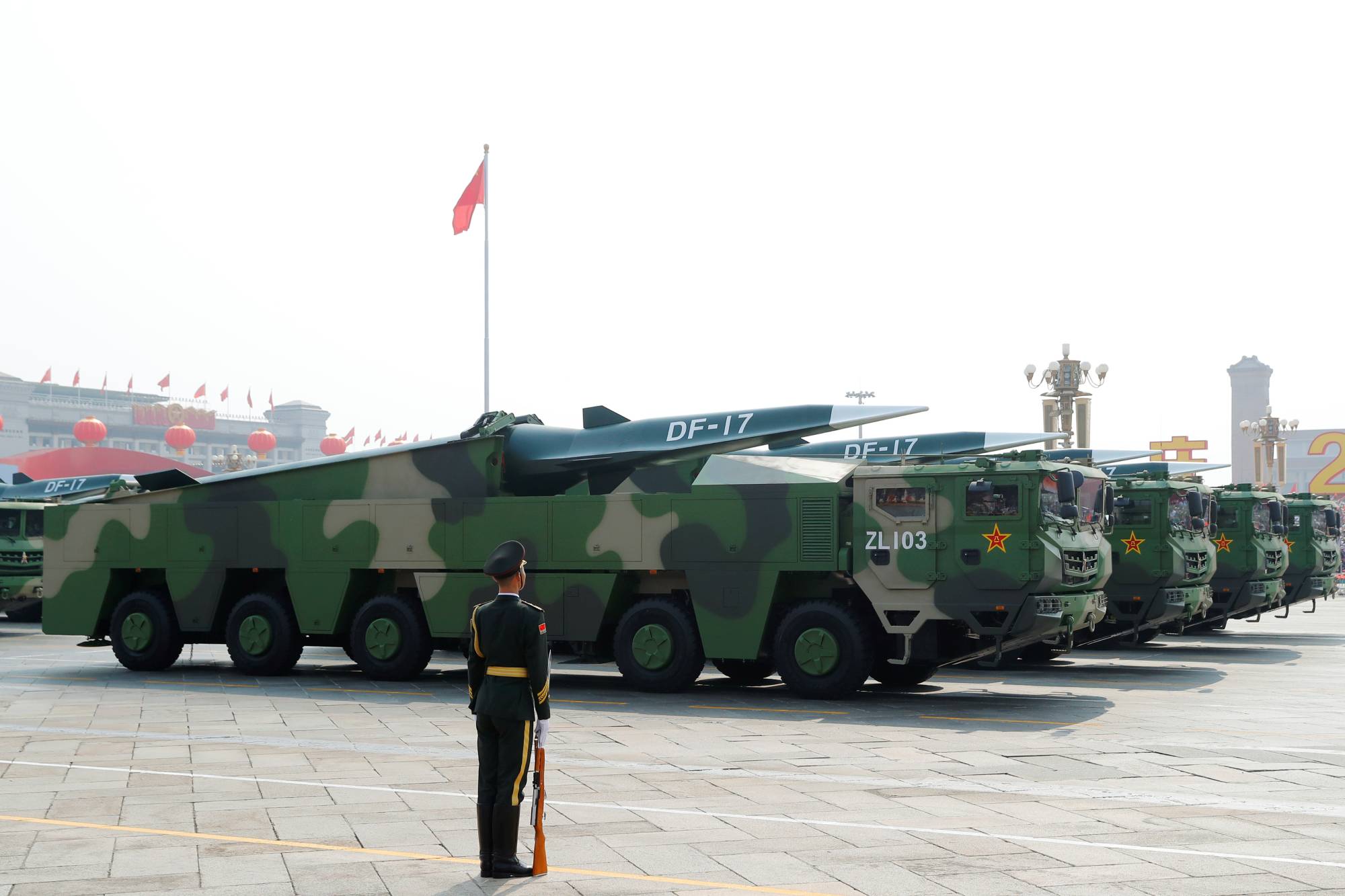 Military vehicles carrying hypersonic missiles DF-17 drive past Tiananmen Square during a military parade marking the 70th founding anniversary of People's Republic of China, in Beijing on Oct. 1, 2019. | REUTERS
