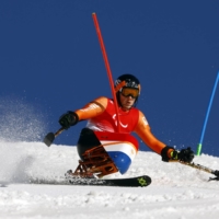 Jeroen Kampschreur of the Netherlands competes in the men\'s sitting super-G event of the Beijing Paralympics in Yanqing, China, on Monday. | REUTERS