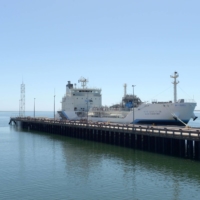The Suiso Frontier liquid hydrogen carrier at a port near Melbourne, Australia, on Jan. 21 | BLOOMBERG