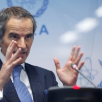 International Atomic Energy Agency Director-General Rafael Grossi speaks at a news conference in Vienna on Monday.  | REUTERS 