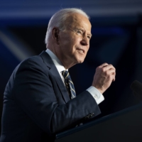 U.S. President Joe Biden speaks in Philadelphia on Friday. | SARAHBETH MANEY / THE NEW YORK TIMES