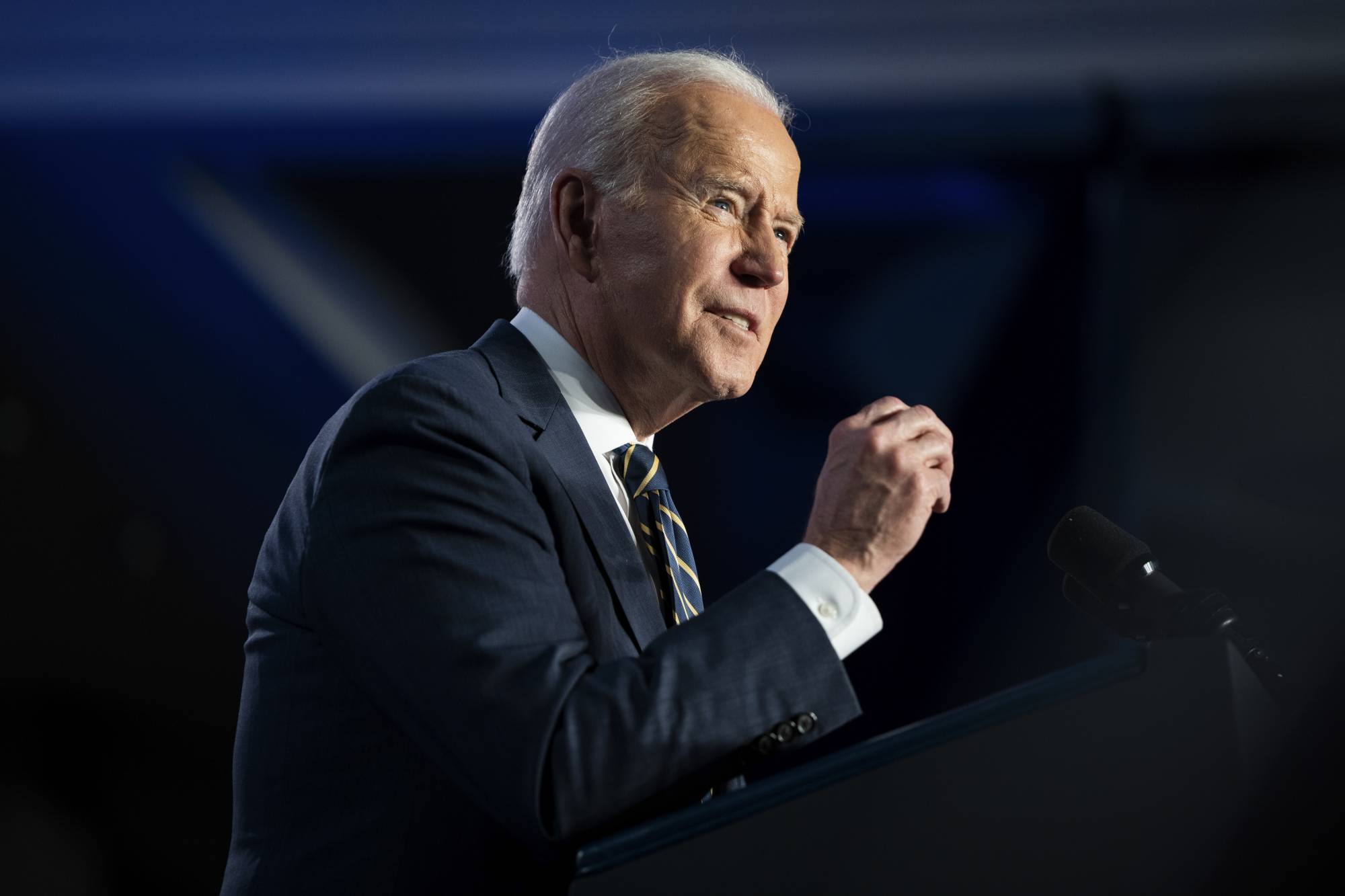 U.S. President Joe Biden speaks in Philadelphia on Friday. | Sarahbeth Maney / The New York Times