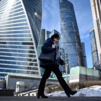 Moscow\'s International Business Center (Moskva City) complex in Moscow on Sunday. Faced with a flurry of sanctions which have sent the ruble tumbling and accelerated already high inflation after Russia invaded Ukraine, Moscow has taken measures to stem the flight of foreign currency and capital as much as possible. | AFP-JIJI