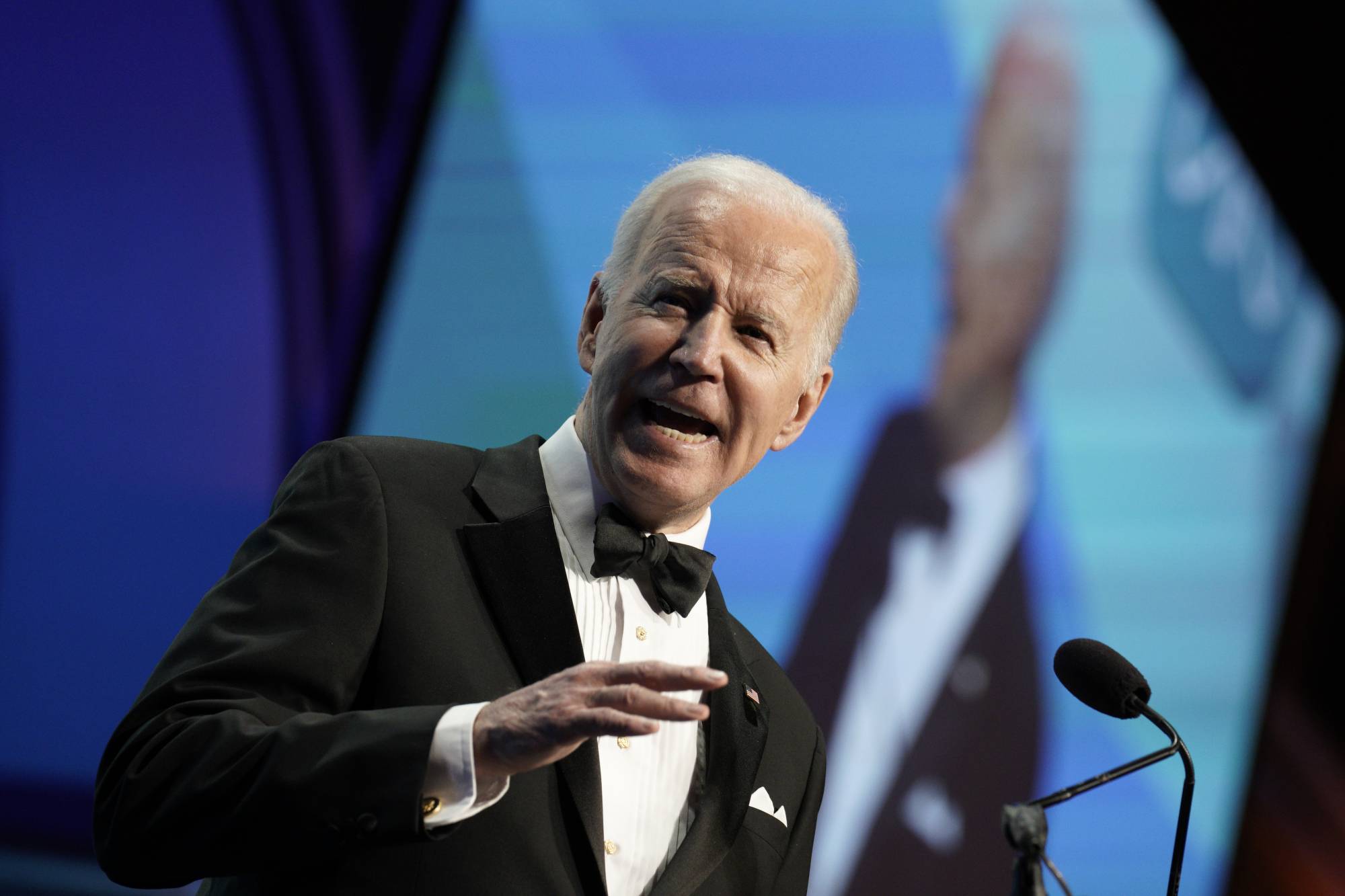 U.S. President Joe Biden speaks at the Ireland Funds 30th National Gala in Washington, D.C., on Wednesday. Biden today said the U.S. would send Ukraine drones and thousands of anti-aircraft and anti-tank missiles, a robust new package of aid to fight Russia's invasion that followed an emotional appeal from the country's leader. | Bloomberg