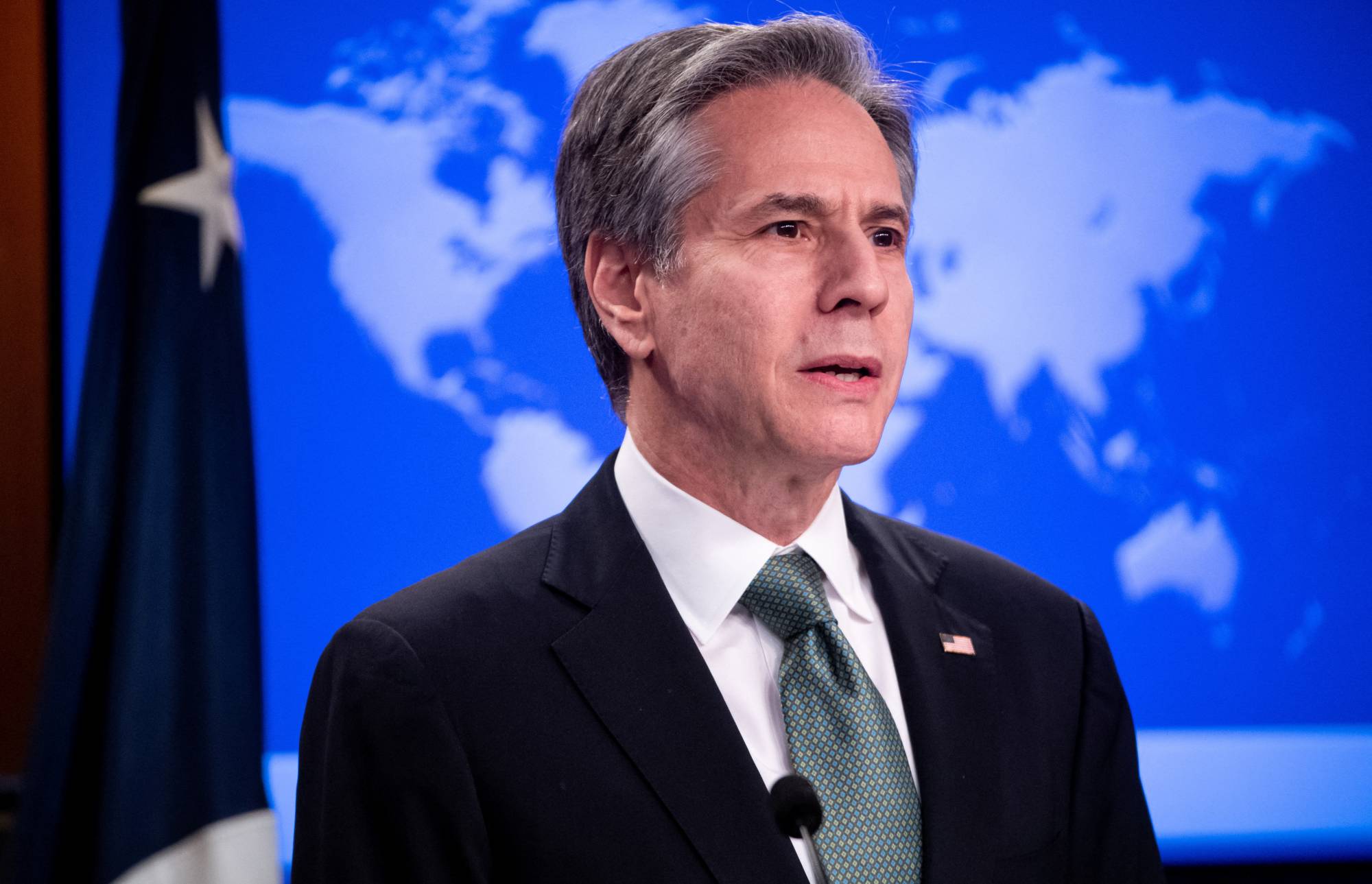 U.S. Secretary of State Antony Blinken speaks about Russia's invasion of Ukraine, at the State Department in Washington, D.C., on Thursday.  | REUTERS