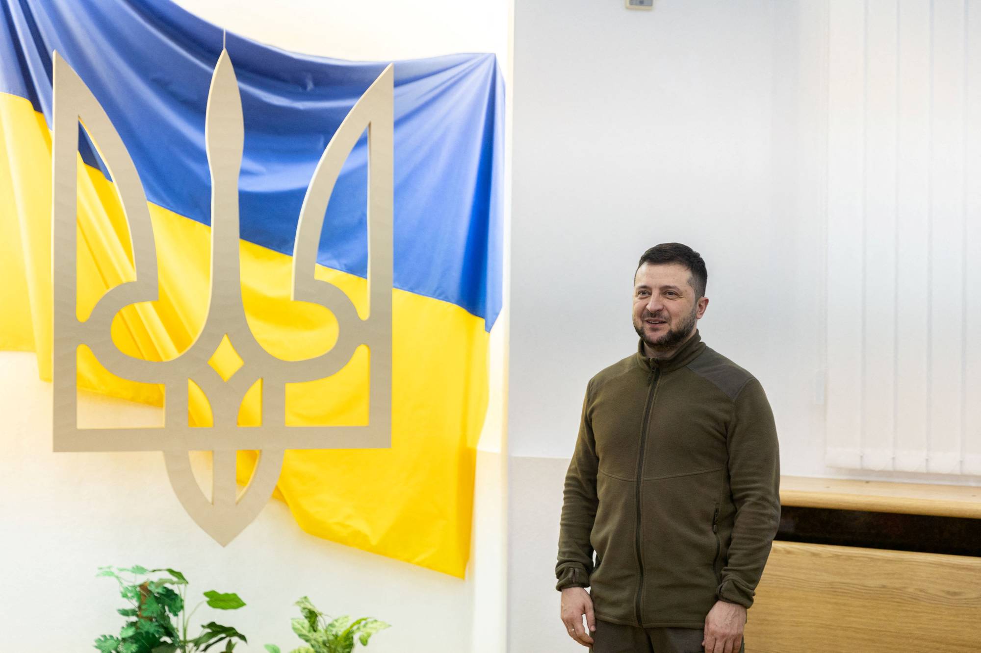 Ukrainian President Volodymyr Zelenskyy attends a reward ceremony for police officers in Kyiv on Saturday. | Ukrainian Presidential Press Service / via REUTERS 