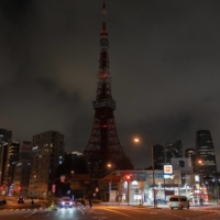 Tokyo Tower unlit Tuesday after the government turned off its lights to conserve energy. | BLOOMBERG