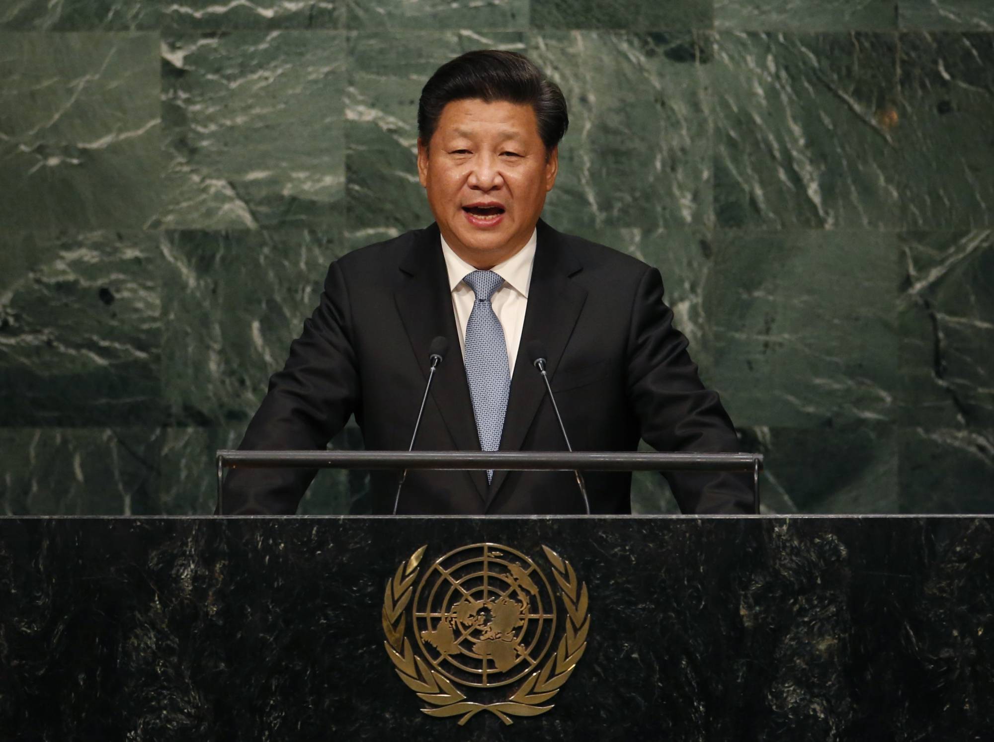 Chinese President Xi Jinping addresses attendees during the 70th session of the United Nations General Assembly at the U.N. Headquarters in New York in September 2015. | Reuters