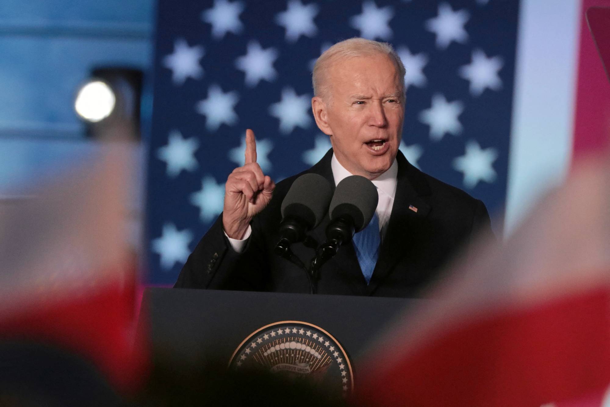 U.S. President Joe Biden delivers a speech in Warsaw on Saturday. | AGENCJA WYBORCZA.PL / VIA REUTERS