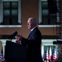 U.S. President Joe Biden delivers a speech in Warsaw on Saturday.  | DOUG MILLS / THE NEW YORK TIMES