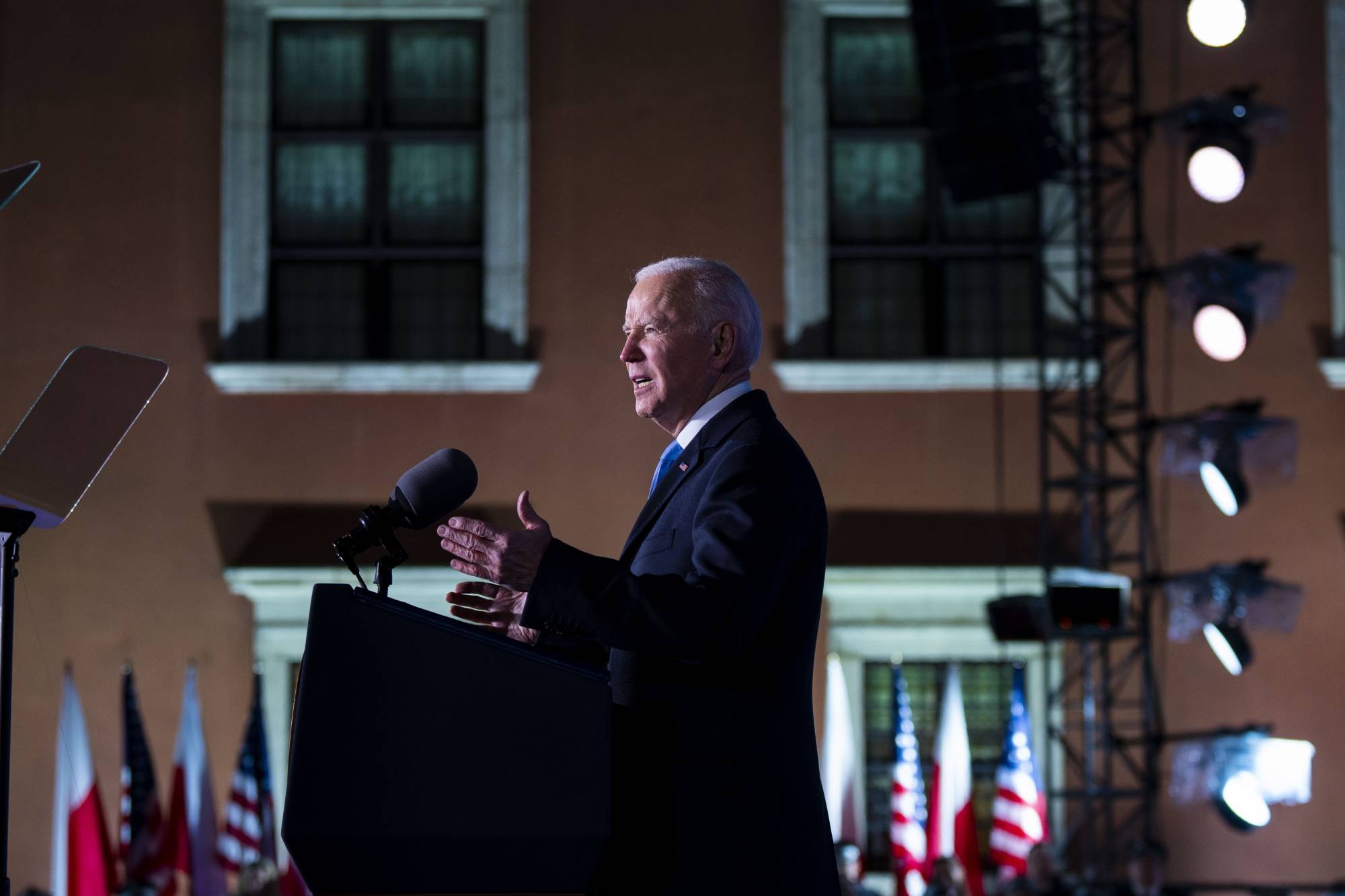U.S. President Joe Biden delivers a speech in Warsaw on Saturday. | Doug Mills / The New York Times