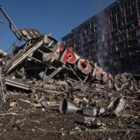 Debris from a Russian strike in Kyiv earlier this month.  | LYNSEY ADDARIO / THE NEW YORK TIMES