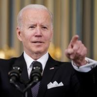 U.S. President Joe Biden takes questions as he announces his budget proposal for fiscal year 2023, during remarks in the State Dining Room of the White House in Washington on Monday. | REUTERS