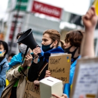 A fundraising demonstration to support Ukraine in Tokyo’s Shinjuku Ward on Saturday | AFP-JIJI